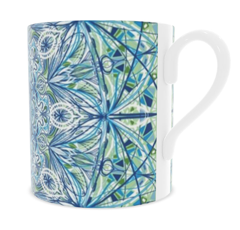 Blue design bone china mug