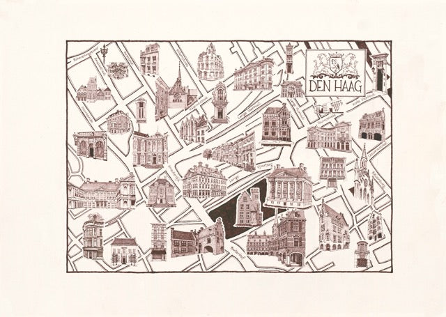 Den Haag map, Netherlands - art print