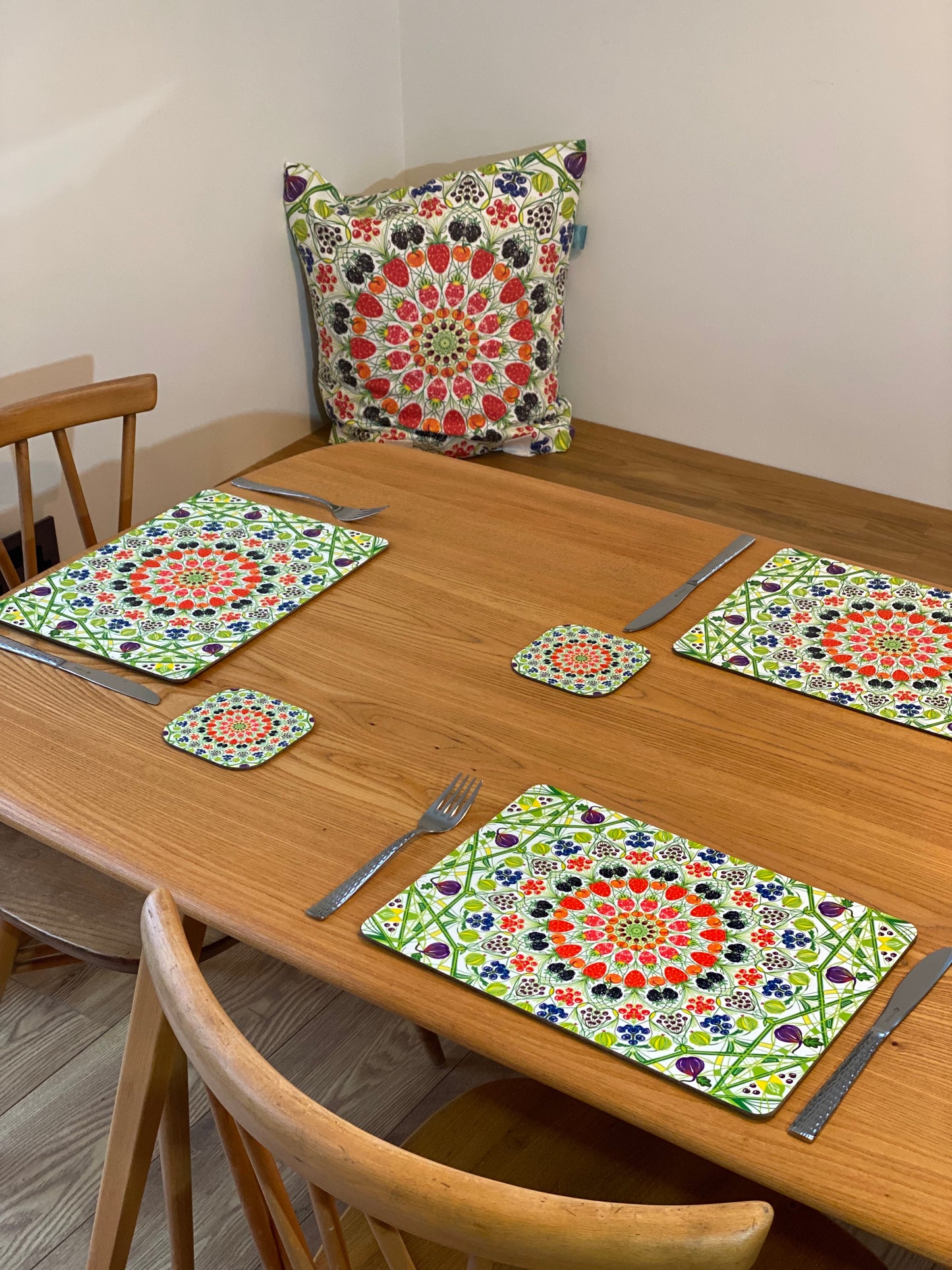 Fruit design coasters - set of 4