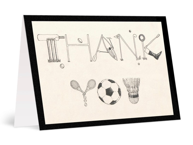 Sporting font - pack of 6 A6 thank you cards with envelopes
