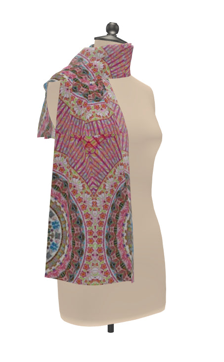 Singapore themed 100% silk scarf