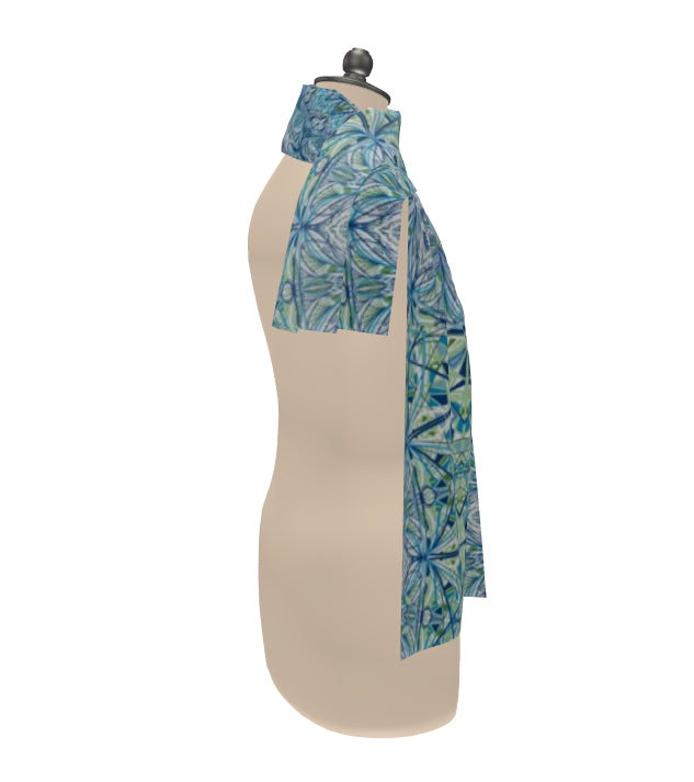 Blue green mandala design 100% cotton scarf