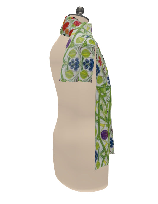 Fruit themed 100% silk scarf