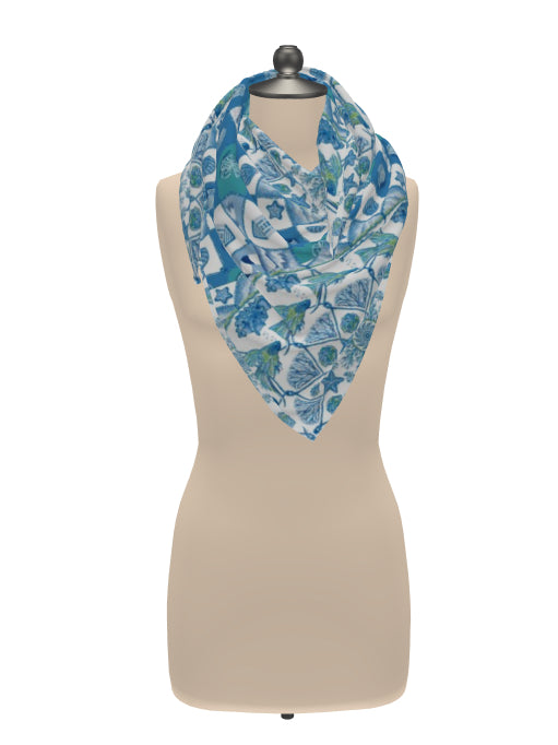 Seaside design 100% silk scarf