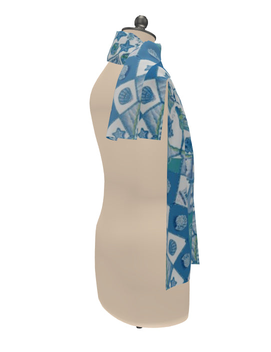 Seaside design 100% silk scarf