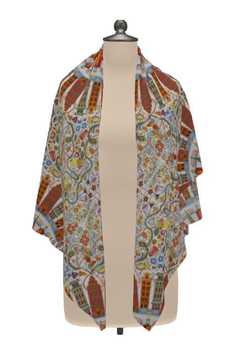 Stockholm themed 100% silk scarf