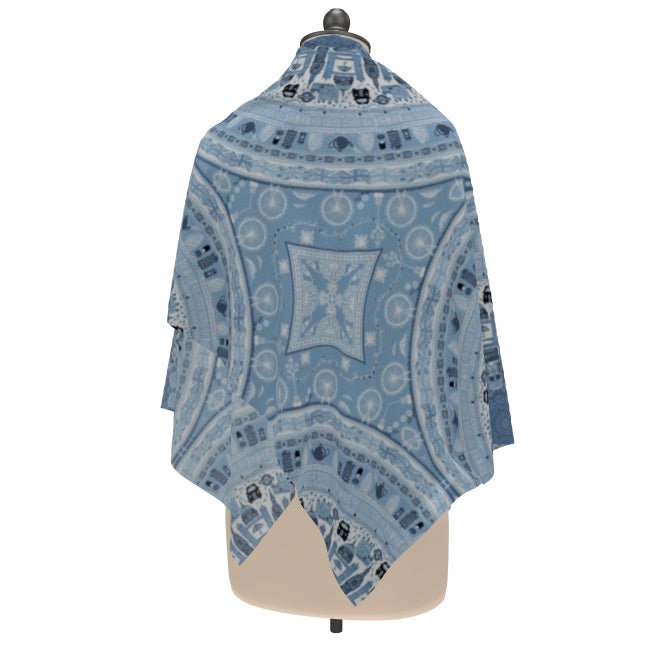 London themed 100% cotton scarf - Blue