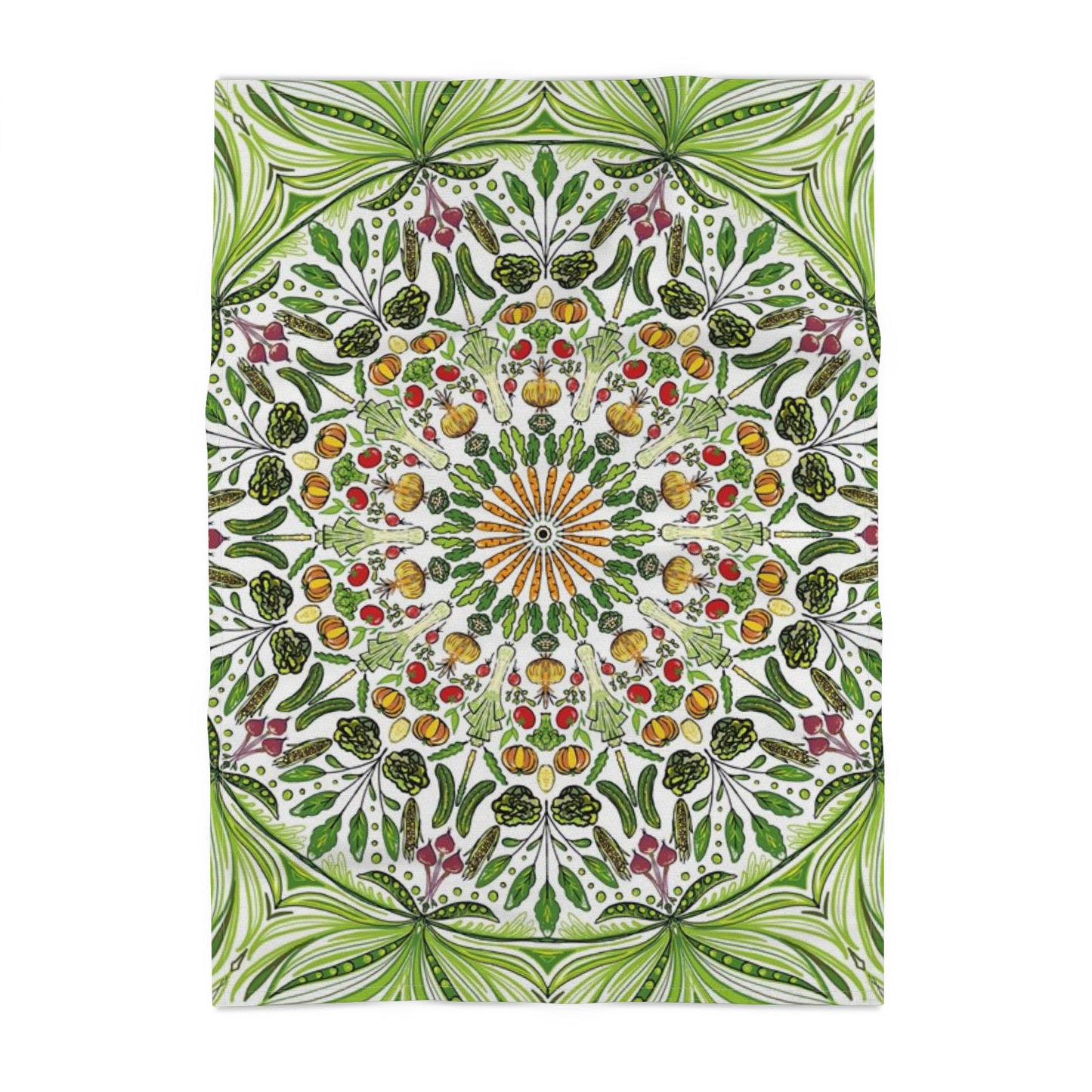 Vegetable themed printed tea towel