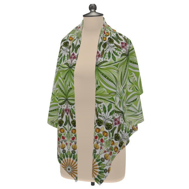 Vegetable themed 100% silk scarf