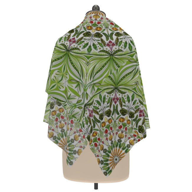 Vegetable themed 100% silk scarf