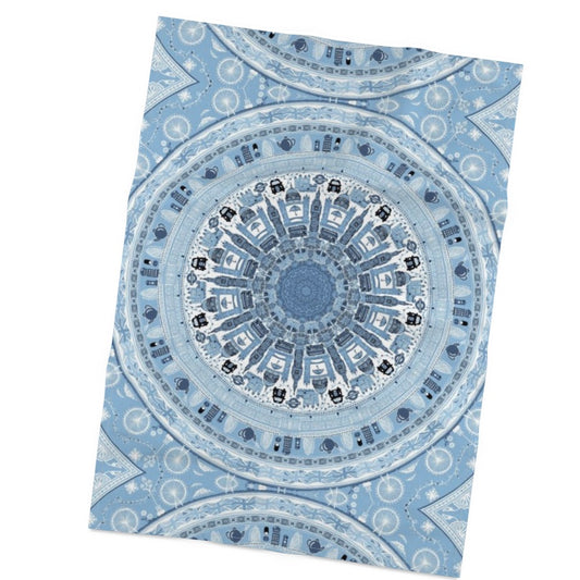 London themed printed tea towel - Blue