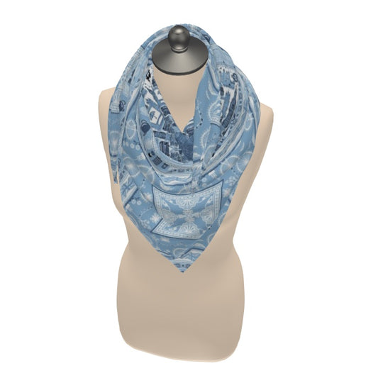 London themed 100% cotton scarf - Blue