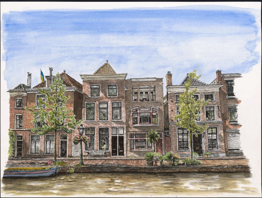 Oude Rijn number 22-28, Leiden, Netherlands - art print