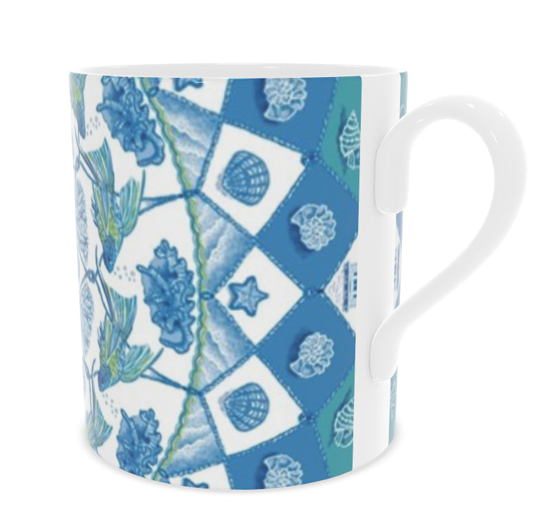 Seaside themed bone china mug