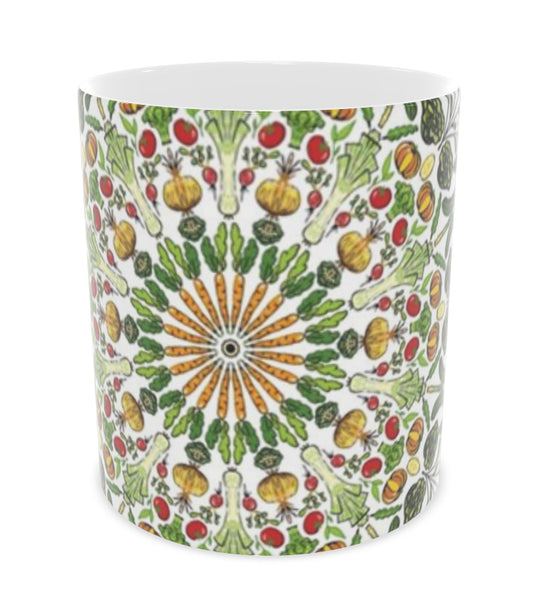 Vegetable themed bone china mug